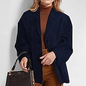 abordables Manteaux d&#039;Hiver-Femmes Manteau Blazer Chaud Confortable Avec Poches Boutons Mode Moderne Uni Travail Quotidien Régulier Col Rabattu Coupe régulière manche longue Vêtements d&#039;extérieur Noir Marron Kaki Automne Hiver