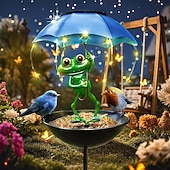 זול אורות נוף-1 pc חיצוני שמש עמיד למים ברזל צפרדע מטריית האכלה מכשיר חצר גן ברזל דקורטיבי אור נוף אור