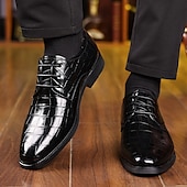 economico Formale-scarpe oxford da uomo in similpelle con stampa coccodrillo verde – stile stringato lucido per gentiluomini eleganti, cocktail party e incontri di lusso