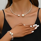 abordables Conjuntos de joyas-Los sistemas nupciales de la joyería 1 Legierung Pendientes Collare Pulseras Mujer Elegante Lujo Bonito Geométrico Alegría Forma Geométrica Conjunto de joyas Para Fiesta