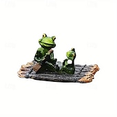 abordables Statues-Figurine de grenouille et de tortue en résine dans un canoë, ornement flottant, figurine d&#039;animal flottant réaliste avec des yeux jaunes, cadeaux idéaux pour le jardin, la piscine ou la rivière