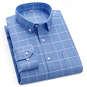 economico camicie oxford da uomo-Per uomo Camicia Camicia elegante Camicia button-down Camicia Oxford Camicia con Colletto A Quadri / A Righe / Chevron / Rotondo Abbigliamento quotidiano Abbigliamento Aziendale Bianco Rosso Blu