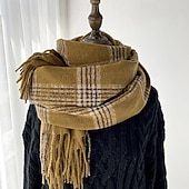 abordables Chales y pañuelos de mujer-Mujer Bufanda Rectangular Bufandas de mujer Calle Diario Cita Camello Negro Amarillo Bufanda Plaid