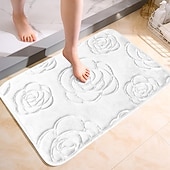 preiswerte Teppiche &amp; Matten &amp; Teppiche-Saugfähige Badematte mit Rosenprägung – rutschfester Badezimmerteppich, ultraweicher Komfort, gestricktes Polyester, leicht, waschbar, für Eingangsbereich oder Schlafzimmer, maschinenwaschbarer Teppich für den Innenbereich