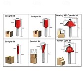 economico Strumenti manuali-Set di 12 utensili per lavorazione del legno con gambo, kit di frese per fresatura del legno, frese per scanalature e rifilatura per progetti di carpenteria e fai da te, lame di precisione resistenti.