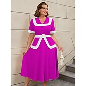 preiswerte Kleider-Retro Vintage 1950er Rockabilly Midlänge A-Linien-Kleid Ausgestelltes Kleid Übergröße Damen Urlaub Heimkehr Party &amp; Abend Erwachsene Kleid Frühling &amp; Sommer