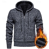 abordables suéter de la rebeca de los hombres-Hombre Chaqueta de Punto Suéter recortado Jersey con cremallera Suéter de punto Estriado Tejer Tops regulares Bolsillo Vellón Plano Con Capucha Moda Clásico Vacaciones Ropa Cotidiana Ropa Otoño
