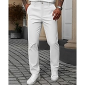 abordables Delgado-Hombre pantalones de traje Pantalones Chinos Bolsillo Botones Plano Comodidad Formal Fiesta Trabajo Moda Estilo clásico Negro Blanco Microelástico