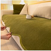 cheap Sofa Cover-Minimalist Herringbone Chenille Non-Slip Wavy Edge Couch Cover