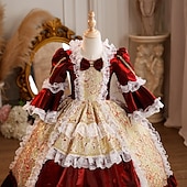 preiswerte Kleider-Steampunk Prinzessin schick Maxi Partykostüm Zubehör Glockenärmel Prinzessin Belle Schleife Retro Ballkleid Spitzkragen Kostüm Mädchen königlich Weihnachten Halloween Karneval Maskerade