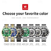 abordables Montres à quartz-OLEVS Hommes Montre à quartz Créatif Mode Décontracté Montre-bracelet Remontage automatique Phase de Lune Lumineux IMPERMÉABLE Acier Suivre