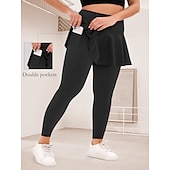 abordables Leggings lisos-Mujer Tallas Grandes pantalones Polainas Mallas De Deporte Longitud total Cintura Media Plano Bolsillos laterales 2 en 1 Confortable Levantamiento de tope Control de barriga Yoga Casual Diario Gris