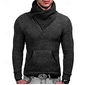 economico maglione pullover da uomo-Per uomo Felpa Maglione A Coste Maglia Top Regolari Lavorato a maglia Slim Fit Semplice Scialle Maglieria Moda Casuale Abbigliamento quotidiano Abbigliamento Inverno Nero Bianco S M L