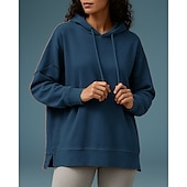 abordables Sudadera &amp; Sweatshirt-Mujer Tops casuales Sudadera con capucha Sudaderas Bolsillo Manga Larga Camiseta Ropa Deportiva Color sólido Protección Solar Resistente al Viento Senderismo Rutina de ejercicio De Deporte Ropa de