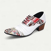 preiswerte Elementare Anzugschuhe-weiße Slipper für Herren mit Zeitungsdruck-Design und hohem Fashion-Appeal, ideal für lässige Tage, Streetstyle und kreative Events