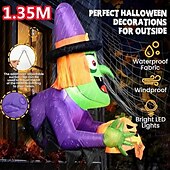 cheap Halloween Outdoor-1 Pc Halloween with lights, climbing windows, holding pumpkins, witches, inflatable models, attic display windows, walls, indoor and outdoor parties, festive atmosphere lights