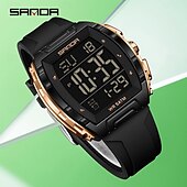 abordables Montres numériques-Sanda 6286 Montre électronique pour étudiant de type tonneau de vin Réveil multifonctionnel Montre numérique électronique pour étudiant Réveil