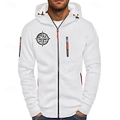 economico felpe con cappuccio da uomo di base-Per uomo Felpa con cappuccio Felpa con cappuccio a zip intera Nero Bianco Blu marino Grigio chiaro Grigio scuro Con Cappuccio Stampa Con zip Patchwork Sport &amp; Outdoor Quotidiano Ferie Poliestere