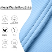 billige Herre Klassisk Polo-Herre Golf skjorte Vaffelstrikket poloskjorte Virksomhet Avslappet Klassisk Kortermet Mote Moderne Helfarge Knapper Sommer Vår Gul Navyblå Kakifarget Lyseblå Golf skjorte