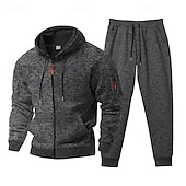 economico Tute basic-Per uomo Tuta da Ginnastica Set di abiti Set di felpe con cappuccio Felpa con Cappuccio All&#039;aperto Quotidiano Sportivo Con zip Tasca Coulisse Semplice Rosso bordeaux Blu Grigio chiaro Poliestere