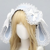 economico Accessori per acconciature-Graziosa fascia per capelli con orecchie da coniglio in stile lolita – orecchie da coniglio con fiocco, fascia per capelli in stile lolita per cosplay, feste e accessori moda