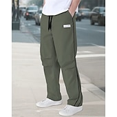 preiswerte Freizeithosen-Herren Tech-Hosen Hose Freizeithose Tasche Elastischer Bund Kordelzug Patchwork Komfort Sport im Freien Täglich Mode Lässig Schwarz Armeegrün Mikroelastisch