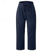 abordables jambe large et taille haute-Femmes Jambe large Chinos Occasionnel Longueur mollet Naturel Uni in in france they say Pontalon wide leg Confortable Respirabilité Décontracté Quotidien Noir Blanche Vin Vert Véronèse Printemps