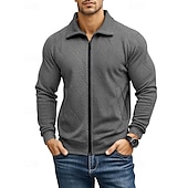 abordables Vestes Décontractées-Homme Veste Légère Veste Décontractée Vacances Quotidien Respirabilité Avec Poches Jacquard Printemps Automne Uni Mode Classique Revers Régulier Noir Blanche bleu marine Kaki Gris Claire Veste