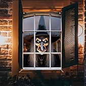abordables Halloween-Bannière de porte 2D 1pc bannière de porte fenêtre en polyester sorcière d&#039;Halloween effrayante - polyvalente durable lavable aucune électricité nécessaire utilisation intérieure/extérieure