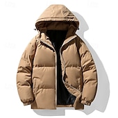 cheap Puffer Jackets-Men&#039;s Hiking Jacket Puffer Jacket Winter Jacket Outdoor Thermal Warm Hiking Outfits Hiking Clothes Winter Top Camping / Hiking / Caving Traveling Black White Khaki