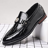 abordables Semi-formel-Mocassins en similicuir bordeaux pour homme, effet crocodile, avec boucle décorative en métal, pour hommes d&#039;affaires, événements formels et banquets