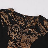 olcso Felsők-Retró Rockabilly Ing Tunika Harcos Lovag Viking Virágos Jacquardszövet Jelmez Férfi Kelta Mindszentek napja Farsang Teljesítmény Parti LARP Felnőttek Kabát Öv