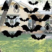 abordables Halloween-Ensemble de décorations d&#039;Halloween 7 pièces - Chauves-souris effrayantes &amp;Araignées géantes aux yeux brillants : parfaites pour une fête ou un jardin ! Cadeau de Noël, d&#039;Halloween ou de Thanksgiving.