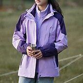 preiswerte Wasserdichte Jacken-Damen Softshelljacke Wanderjacke Thermojacke Außen Wasserdicht Winddicht Wanderoutfits Wanderbekleidung Winter Herbst Oberteil Camping / Wandern / Höhlenforschung Laufen Patchwork Gelb Rosa Purpur