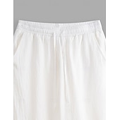 baratos Clássico-Homens Calças de linho Calças Calça verão Calças de praia Cintura elástica Com Cordão Tecido Conforto Respirável Mimolet Ao ar livre Casual Diário Férias Moda Branco Verde Tropa Sem Elasticidade