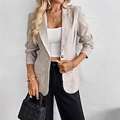 preiswerte Blazer &amp; Anzüge-Damen Blazer Bequem Atmungsaktiv Tasche Mode Modern Einfach Arbeit Täglich Regulär Umlegekragen Normale Passform Langarm Oberbekleidung Khaki Frühling Herbst
