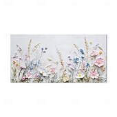 economico Quadri fiori/botanica-dipinto a olio fatto a mano, dipinto a mano, orizzontale, astratto, 3D, spatola, floreale/botanico, moderno, tela arrotolata (senza cornice)