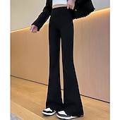 abordables jambe large et taille haute-Nouveau pantalon évasé de style coréen - pantalon décontracté d&#039;extérieur taille haute à haute élasticité avec drapé tombant pour femme - collection automne/hiver