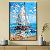זול Landscape Prints-הדפס קנבס מודרני מופשט של מפרשית אוקיינוס, אמנות קיר גדולה מחוץ למסגרת, מפרשית בנושא אוקיינוס, מתאימה לעיצוב סלון וחדר שינה