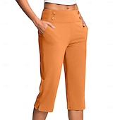 billige Vanlige leggings-Dame Bukser Fritid Treningsklær Kalv lengde Naturlig عادي Sidelommer Delt comfy Pustende Yoga- og dansesko Fritid / hverdag Sjøblå Svart Hvit Rosa Vår Høst Normal
