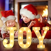 levne Dekorativní světla-Dekorace pro Vnitřní Domácí Dekor-3 LED 8,5 Palcové Marquee Osvětlené Písmena Joy Signy Napájené Baterií pro Krb Domácí Bar Party Ložnice Stěna