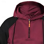 abordables sweats à capuche basiques pour hommes-Homme Sweat à capuche Sweat à capuche quart zippé Rouge &amp; noir Noir Rouge Bleu Gris Clair À capuche Uni Patchwork Bloc de Couleur Sport &amp; Loisir Occasionnel Quotidien Streetwear Frais Vêtements de
