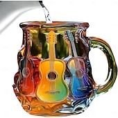 preiswerte Becher &amp; Tassen-bemalte Buchtasse 300ml/10oz Gitarren-Kaffeetasse Buch-Kaffeetasse einzigartige bunte Glasbücher Stapel-Kaffeetasse Sammlung Geschenk