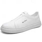 billige Sneakers til herrer-Herre Treningssko Gange Fritid Mikrofiber Bekvem Sklisikker Pustende Nylonteip Tøfler Svart Hvit Blå Sommer Vår