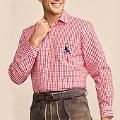 economico Camicie bavaresi-Oktoberfest Camicia in pelle di daino Quadri Stampa di cervo Bavarese Tedesco Prati Per uomo Carnevale Festa della birra Panno in stile tradizionale