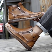 abordables Bottines-Bottines zippées faites main pour hommes pour un confort quotidien – bottes de marche décontractées de style vintage pour les voyages d&#039;automne et les aventures urbaines