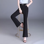 cheap Women&#039;s Dress Pants-Women&#039;s Dress Pants Wide Leg Pants Trousers Fashion Streetwear Full Length High Waist Plain Elastic Waist Breathability Comfortable Micro-elastic Business Daily Wear Black White Khaki Apricot Spring