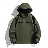 preiswerte Wasserdichte Jacken-Herren Windjacke Wanderjacke Hardshelljacke Außen Wasserdicht Winddicht Wanderoutfits Wanderbekleidung Frühling Herbst Oberteil Camping / Wandern / Höhlenforschung Laufen Einfarbig Schwarz Armeegrün