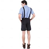 tanie Mężczyźni-Oktoberfest Lederhosen Koszula alpejski kapelusz bawarski Niemiecki Łąki Męskie Karnawał Impreza Festiwal Piwa Tkanina w stylu tradycyjnym Bluzka Szorty Stroje