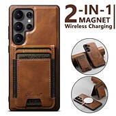 abordables Carcasas Samsung-teléfono Funda Para Samsung galaxia S25 Más S25 Ultra S24 Ultra S24 Plus S24 S23 S23 Ultra S23 Plus Funda Trasera Magnética Soporte de carga inalámbrica Caballete Retro TPU Cuero de PU